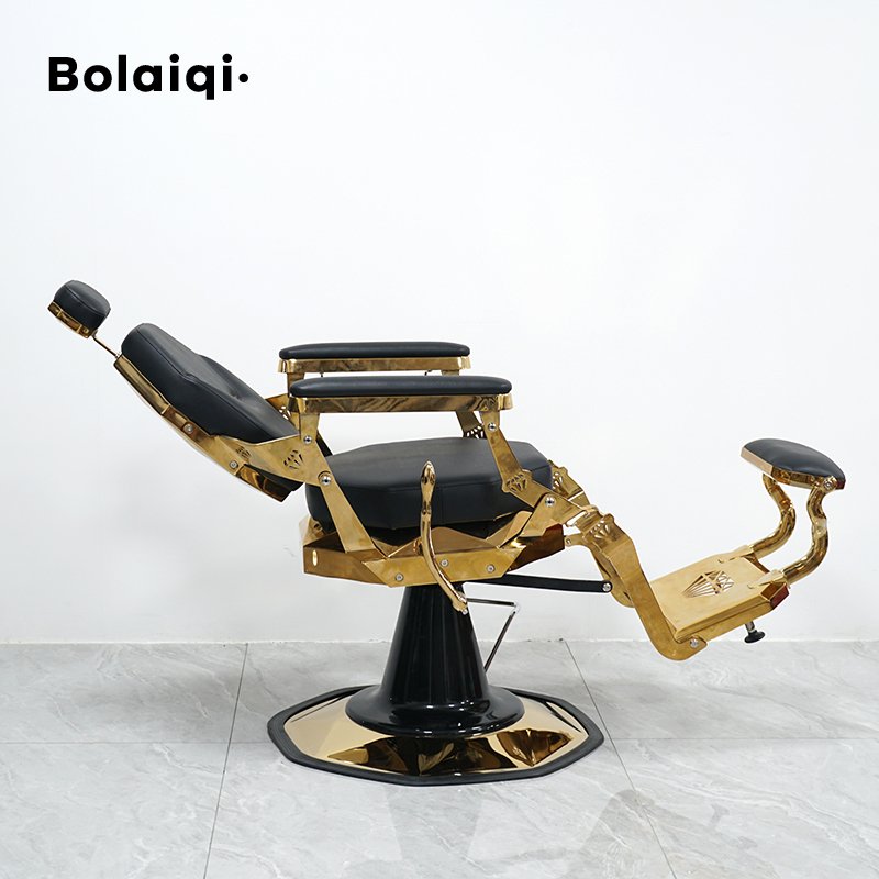 BOLAIQI modern barber golden shaving chair barber black salon chairs swivel luxurious gold barber chairs
