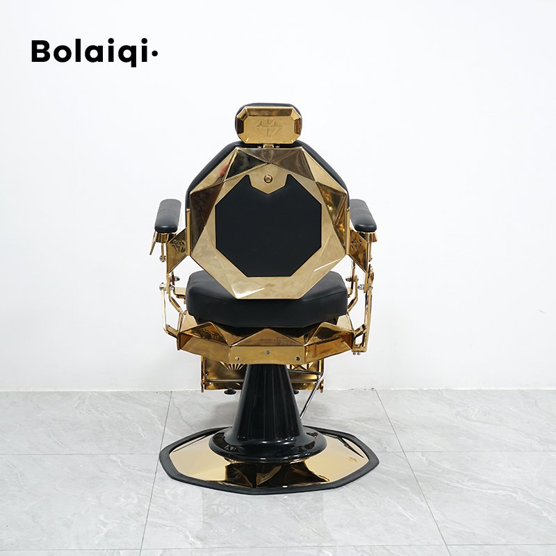 BOLAIQI modern barber golden shaving chair barber black salon chairs swivel luxurious gold barber chairs