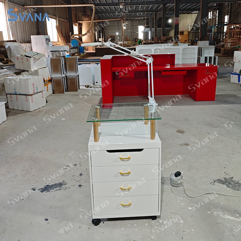 Multifunctional Beauty Salon Trolley Cabinet Cart With Led Light