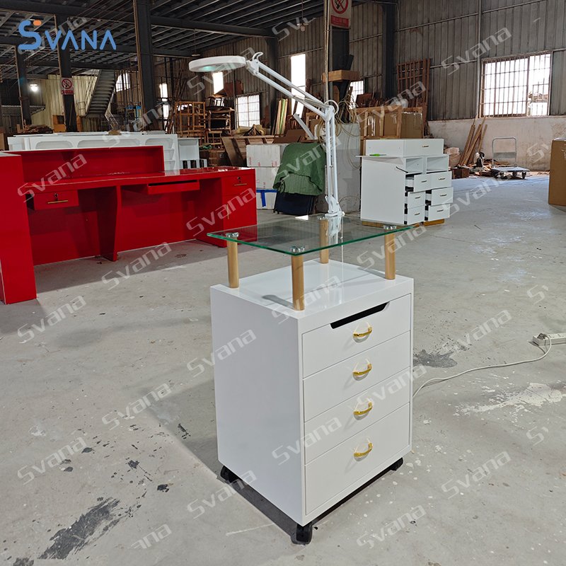 Multifunctional Beauty Salon Trolley Cabinet Cart With Led Light