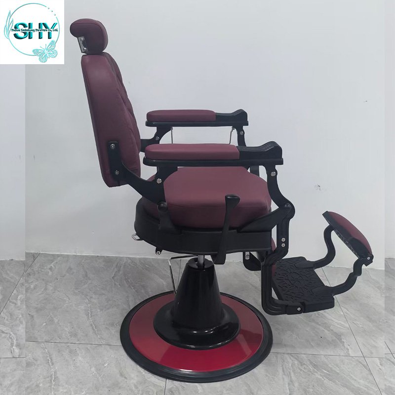Beauty Salons Barbershops High Quality Retro Luxury Vintage Professional Red Hair Cutting Barber Chair for Men