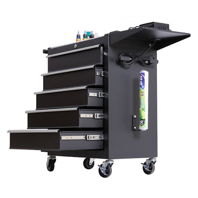 Barber tool box black beauty salon cart tattoo work station