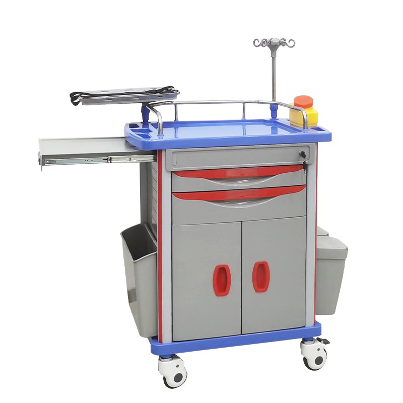 Hospital 5-drawers ABS Aluminum Alloy Clinical Trolley With Drawers and Disposable Lock