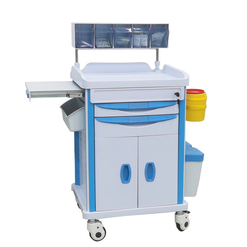 Hospital 5-drawers ABS Aluminum Alloy Clinical Trolley With Drawers and Disposable Lock