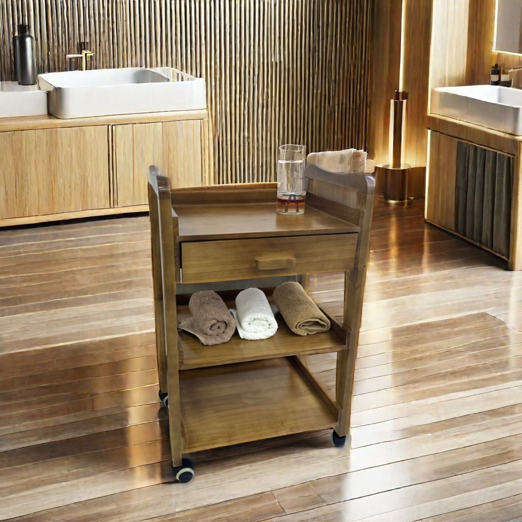 Three-Layer Mobile Multi-Functional Hair and Beauty Trolley Wooden Tool Cart for Salon Furniture for Living Room Use