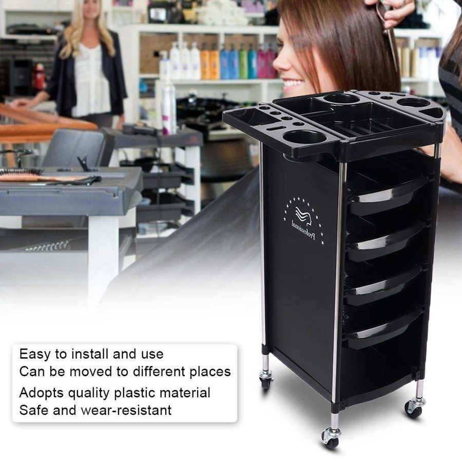 Durable Hairdressing Rolling Trolley Cart Beauty Salon Barber Tool Hairstyle Trolley 2-Way Drawers