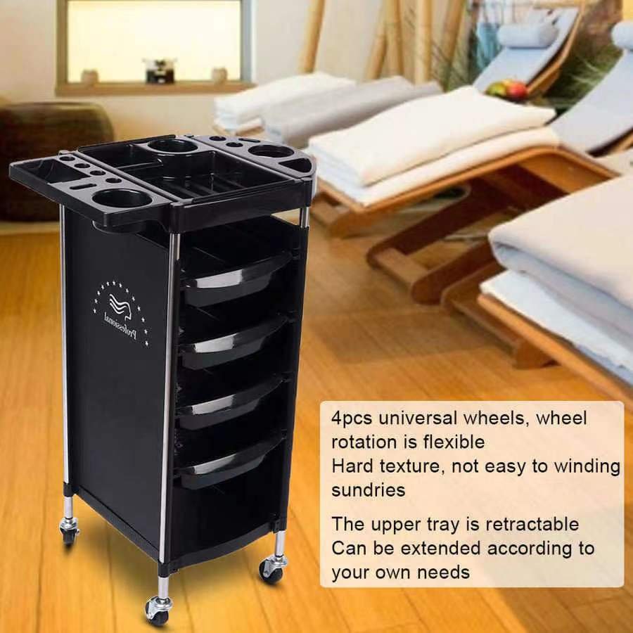 Durable Hairdressing Rolling Trolley Cart Beauty Salon Barber Tool Hairstyle Trolley 2-Way Drawers