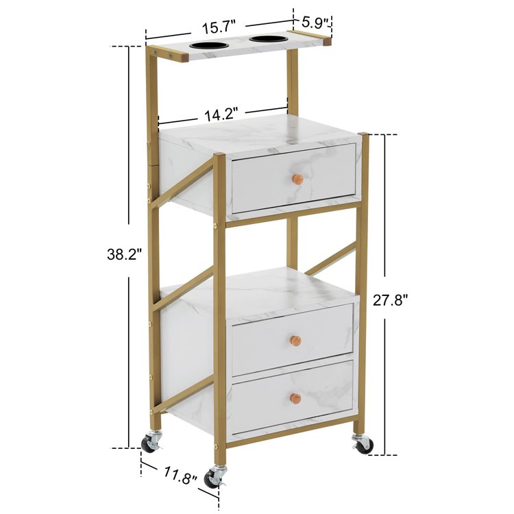 SPA Tattoo Hairdresser Barber Tool Makeup Storage Cabinet Table Salon Station Beauty Hair Styling Wooden Rolling Cart Trolley