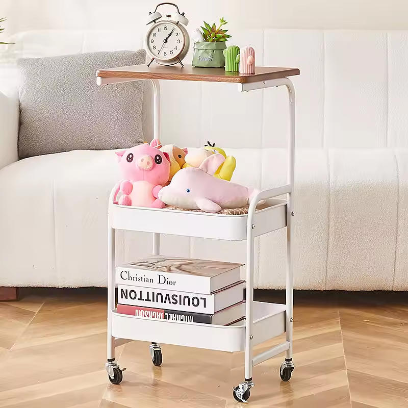 3-layer multifunctional tool cart fiberboard handcart dining cart salon handcart living room storage rack