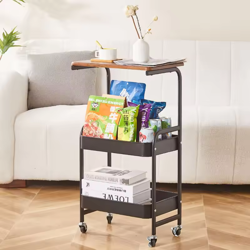 3-layer multifunctional tool cart fiberboard handcart dining cart salon handcart living room storage rack