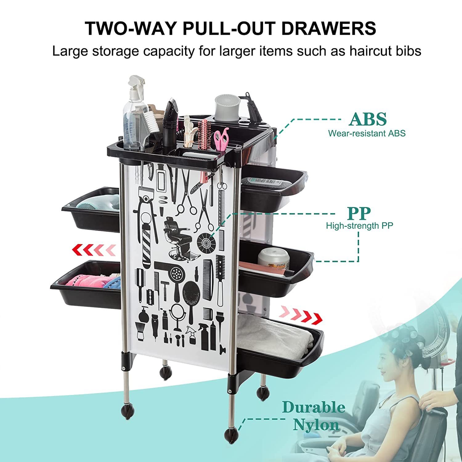 Beauty salon trolley hair salon tool cart perm dyeing hair stylist special storage bar car multi-functional tools