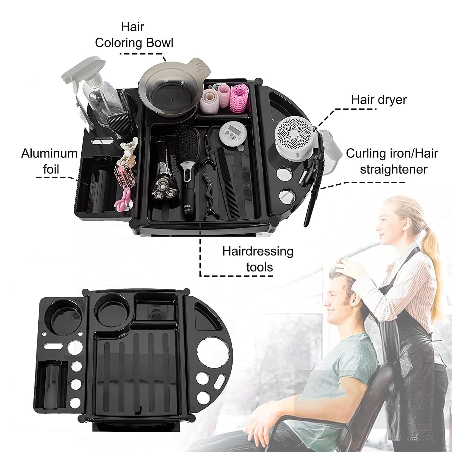 Beauty salon trolley hair salon tool cart perm dyeing hair stylist special storage bar car multi-functional tools