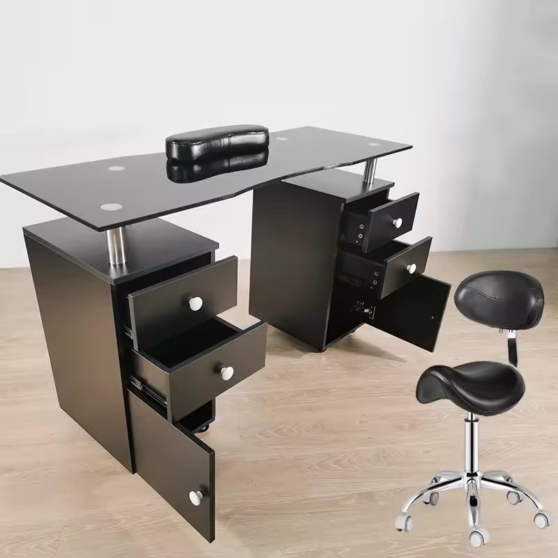 Hot Sale Customized Logo Nail Salon Furniture Professional Nail Manicure Table And Salon Trolley For Beauty Salon