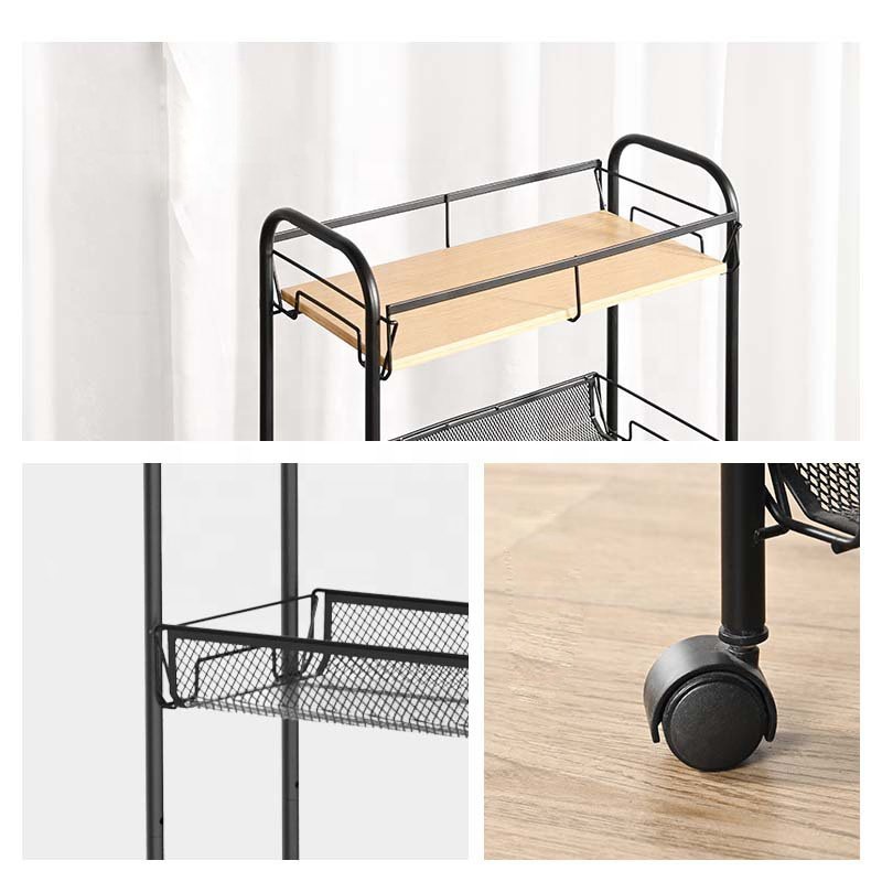 OTY14-1 4 Tier Slim Rolling Storage Organizer Cart Mobile Shelving Unit Bathroom Kitchen Storage Utility Cart Trolley