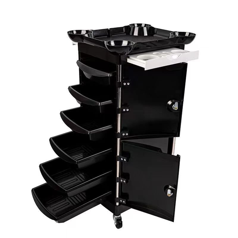 Wholesale Hairdressing Tool Salon Trolley Hair Coloring Storage Cart With Wheel Hair Dryer Holder With Drawers