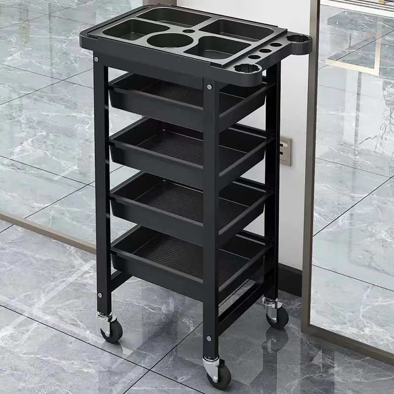 Modern black and gold nail salon organizer tool car multilayer beauty hair salon equipment salon trolley