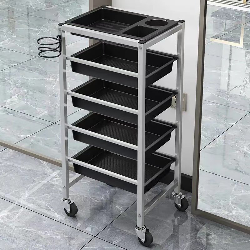 Modern black and gold nail salon organizer tool car multilayer beauty hair salon equipment salon trolley