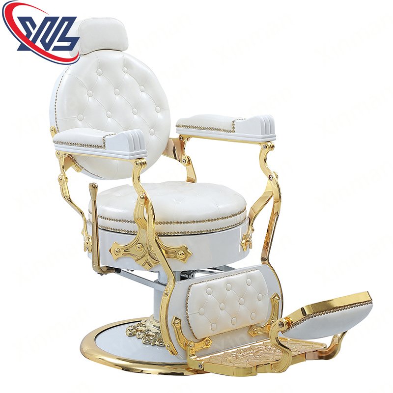 Xinman Gold plating Vintage Comfortable Reclining Antique Equipment Hydraulic Beauty Furniture Styling Hair Salon Barber Chair