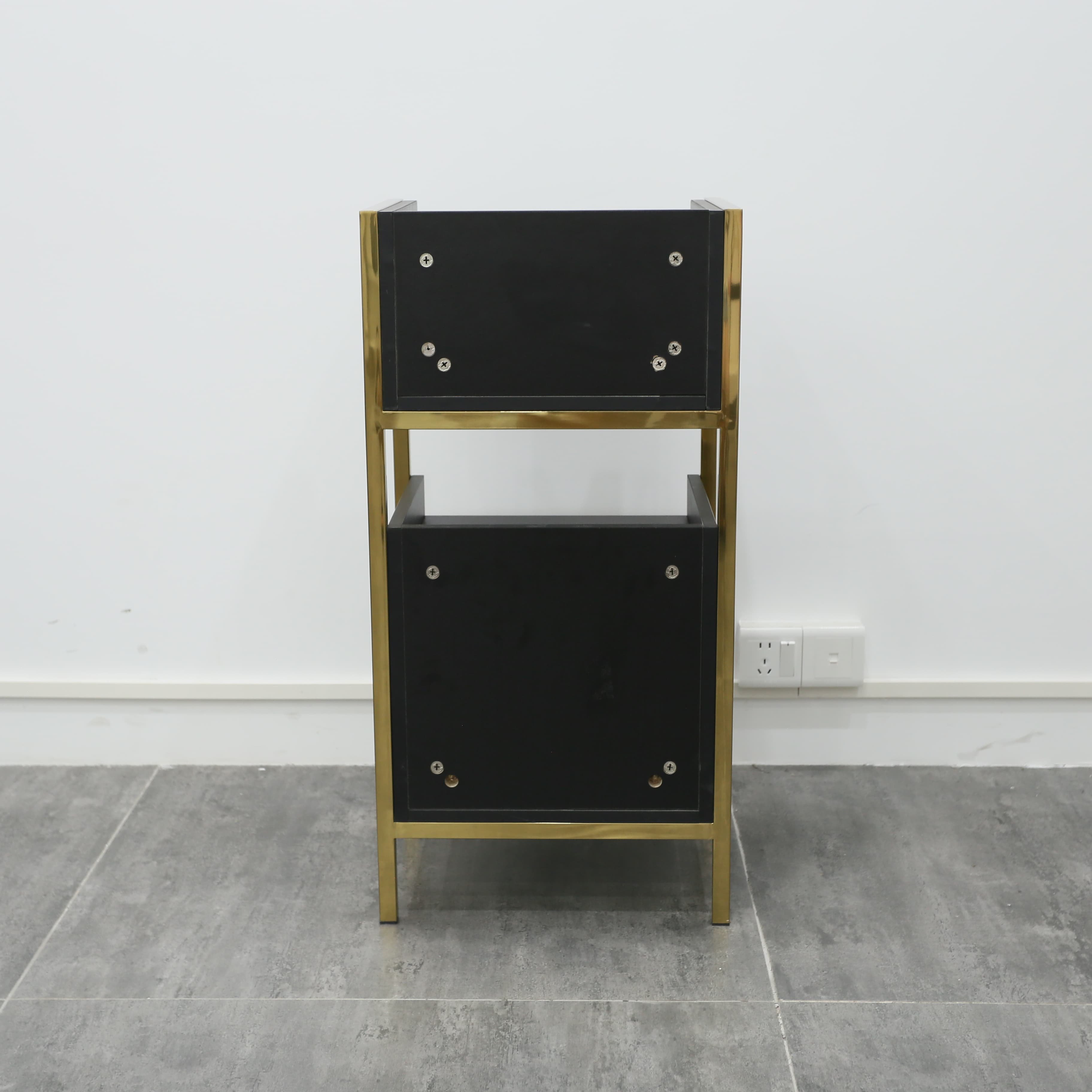 Wooden Beauty Salon Drawers Cabinet Salon Nail Black Plywood Trolley With Appliance Holders