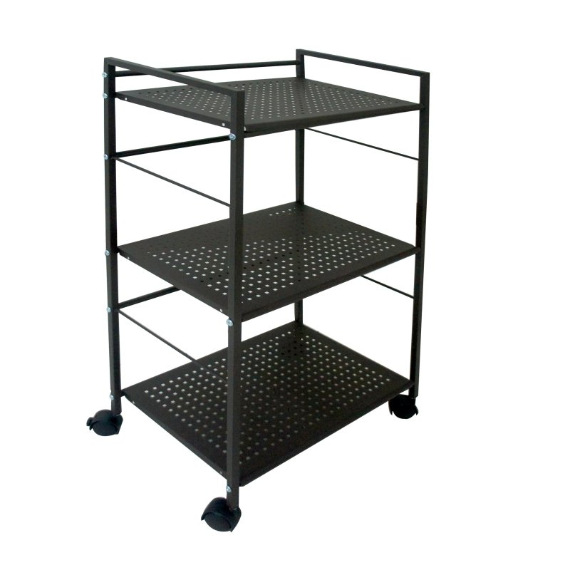 3 Tiers Rolling Home Storage Rolling Cart Metal Living Room Storage Organizer Unit Racking Trolley Utility Carts