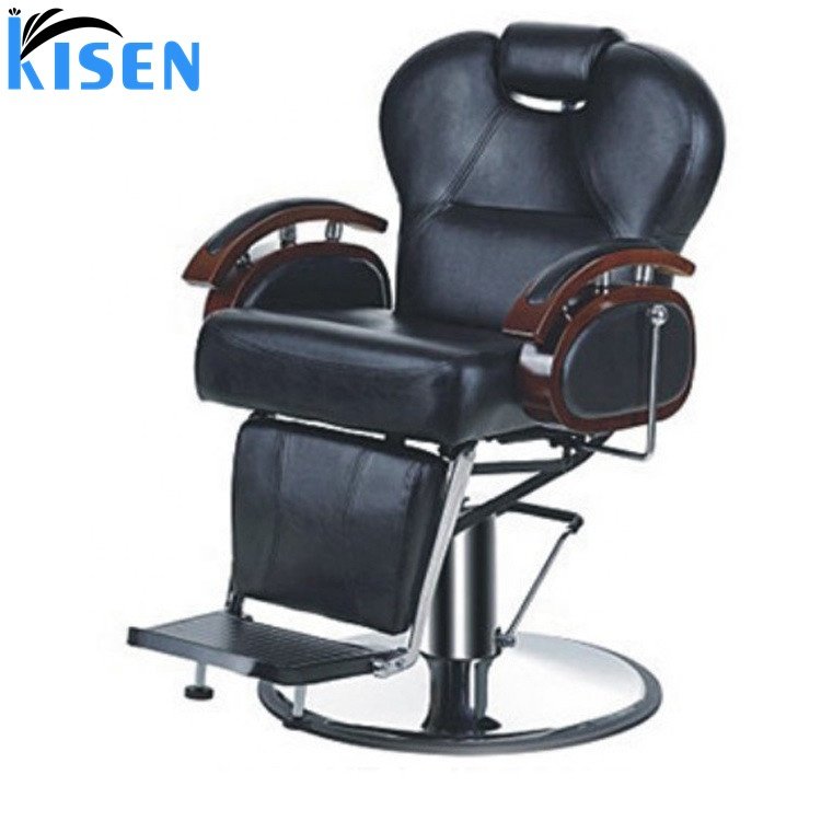 KISEN Good Quality Black Barber Chairs Vintage Barber Salon Equipment