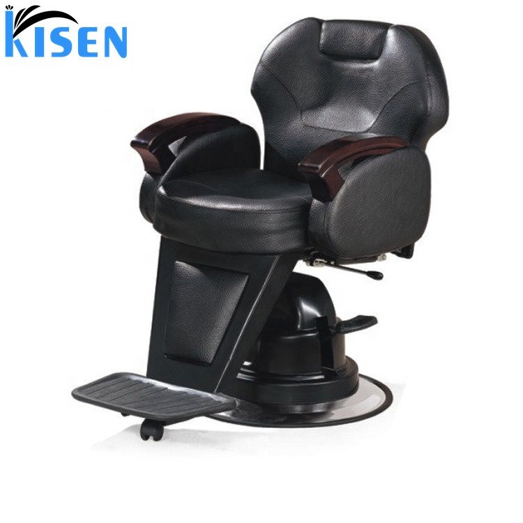 KISEN Good Quality Black Barber Chairs Vintage Barber Salon Equipment