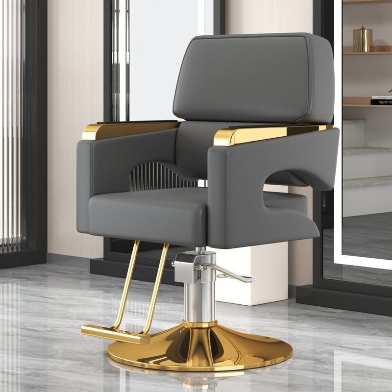 2024 Customized Factory Wholesale Black Leather Square Base Hair Salon Professional Barber Chairs