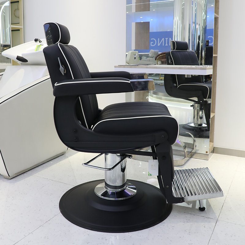 Vintage Black and Gold Barber Chair Professional Salon Styling Man Antique Recling Shaving Chair Belmont Barber Chairs