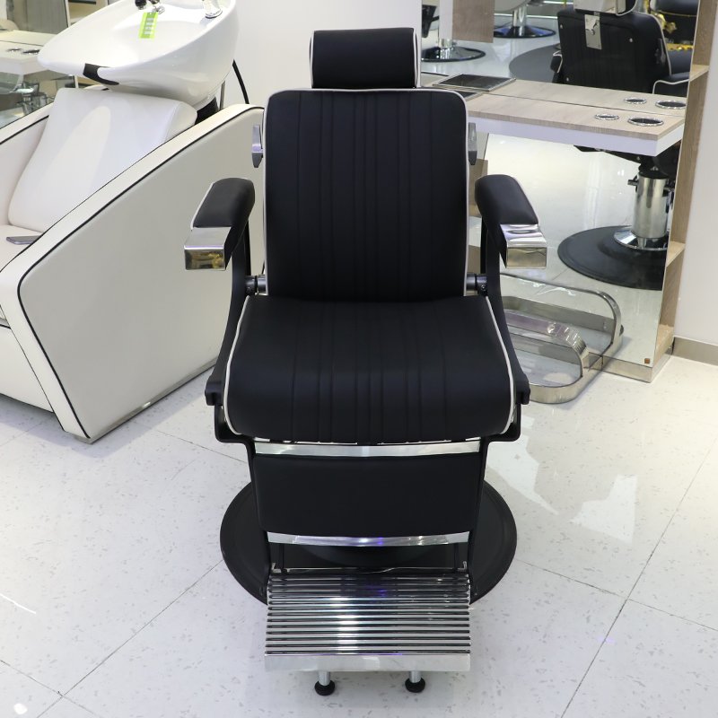 Vintage Black and Gold Barber Chair Professional Salon Styling Man Antique Recling Shaving Chair Belmont Barber Chairs