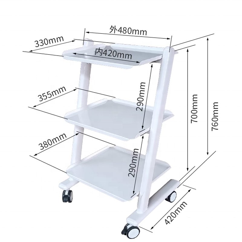 Professional factory wholesale trolley multifunctional care hospital clinic dental three-layer trolley with drawer