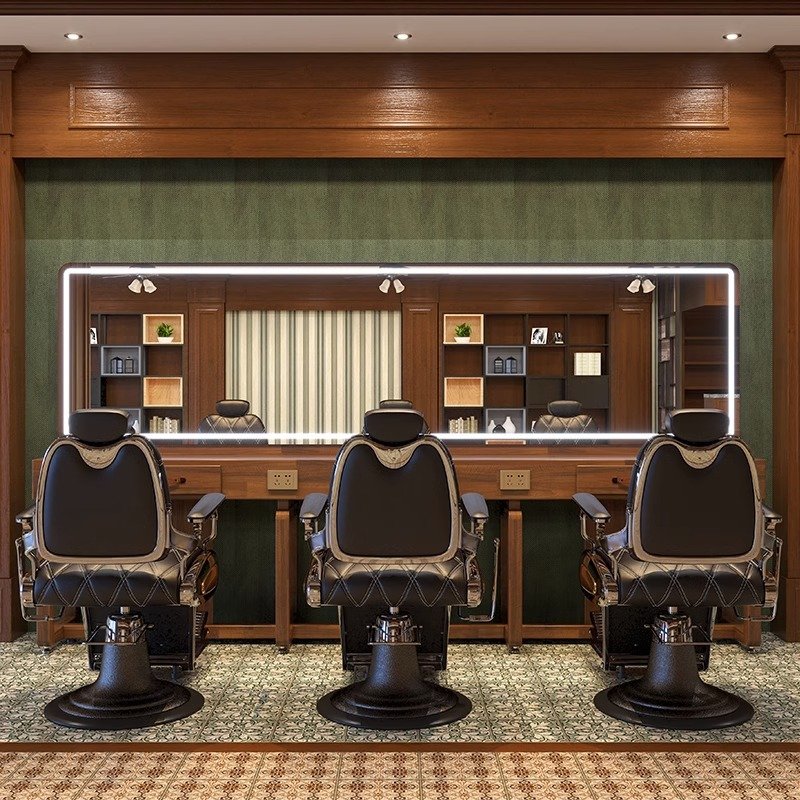 High-end Men's Barbershop Chairs Oil Head Chair Shaving Hair Salon Hair Cutting Chair Metal Iron Can Be Put Into The Retro