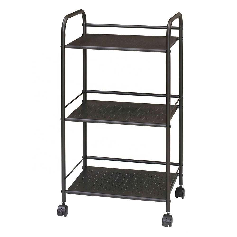 3 Tier Sturdy Serving Trolley Utility Storage Rack Rolling Cart with Casters for Home Office Kitchen Bathroom
