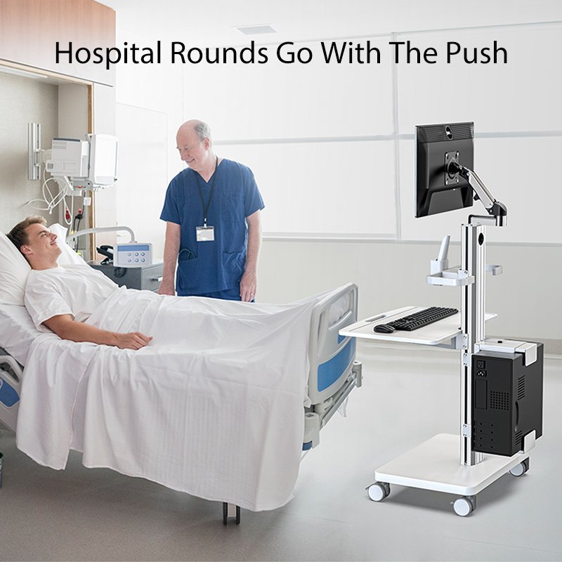 Hospital Medical Trolley Nurse Mobile Have Computer Laptop Medical Workstation Dental Cart OEM Packing Furniture Type