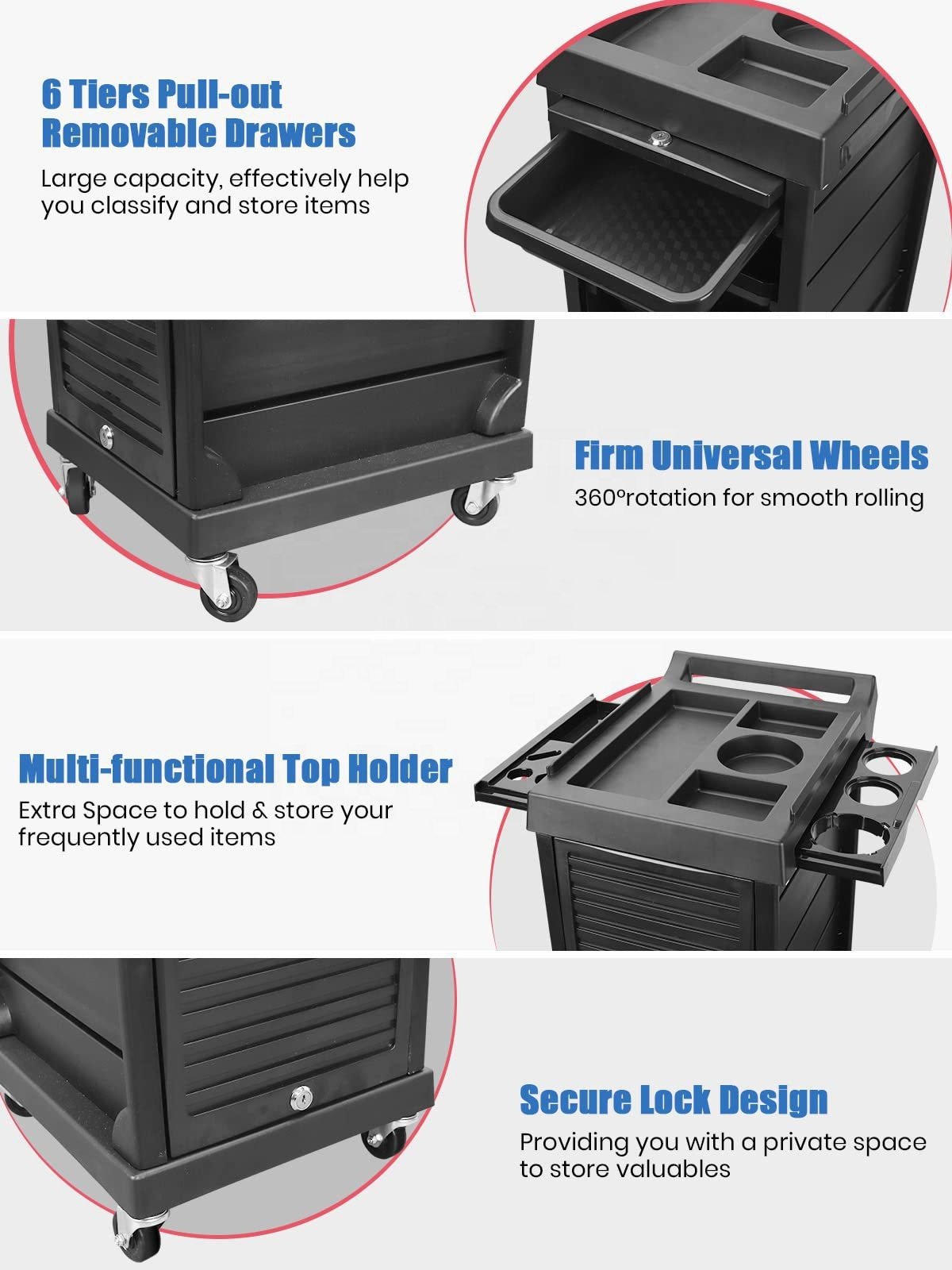 Beauty trolley Beauty salon multi-layer storage portable tool cart Cross-border home hair salon removable shelves
