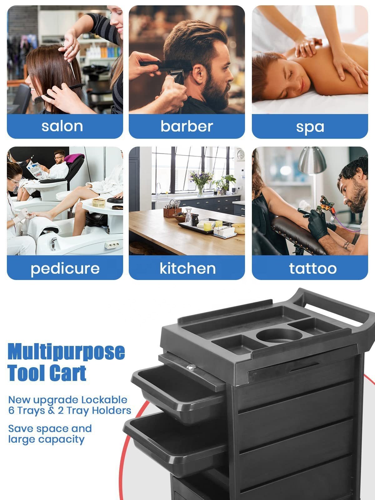 Beauty trolley Beauty salon multi-layer storage portable tool cart Cross-border home hair salon removable shelves
