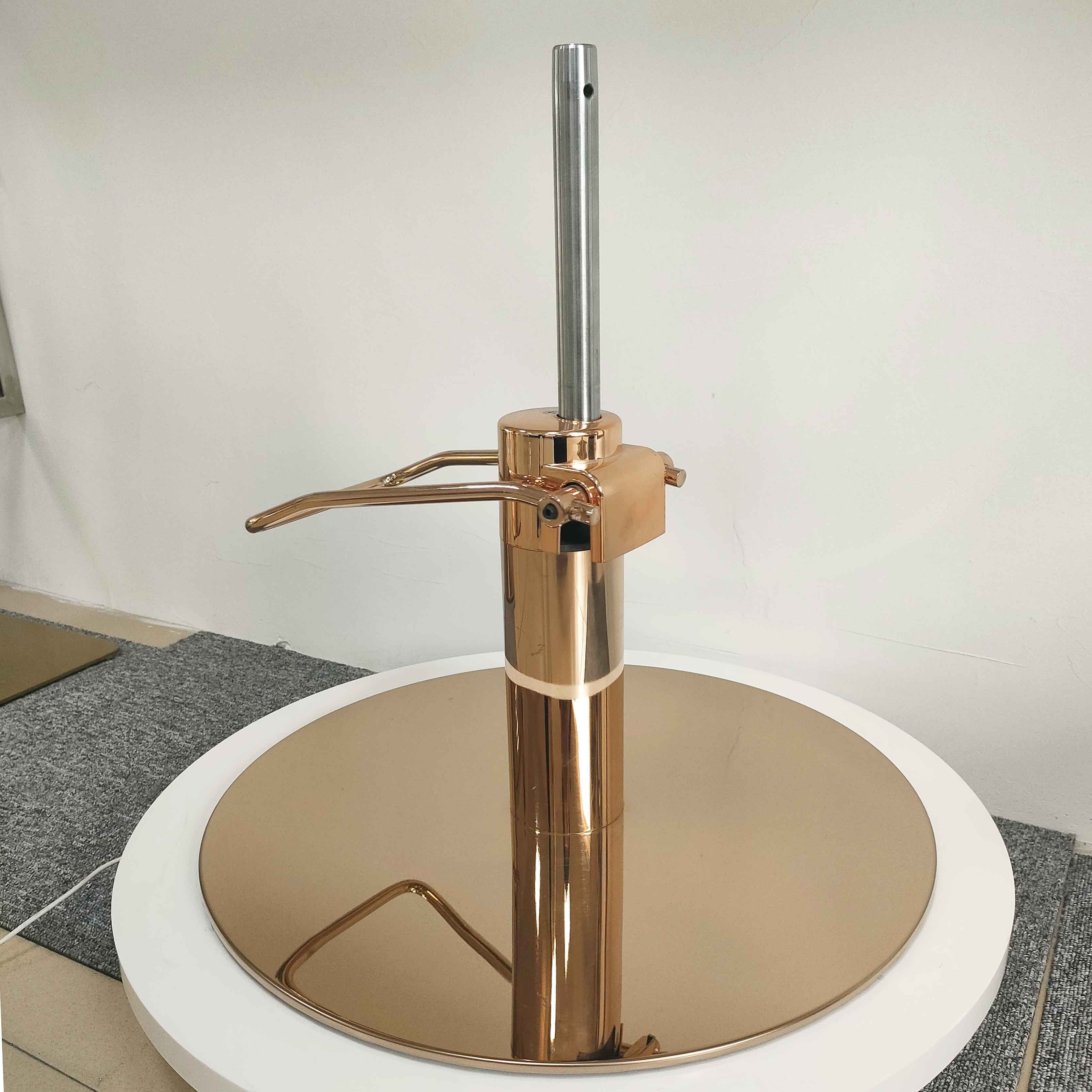 High Quality Salon Furniture Accessories Barber Chair Parts Rose Gold Round Salon Barber Chair Base and Hydraulic Pump