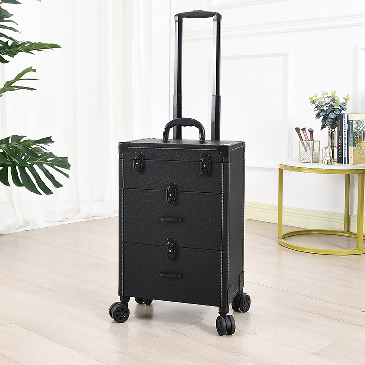 Custom Portable Nail Trolley Case Big Trolley Salon Rolling Travel Case cart on wheels with lock