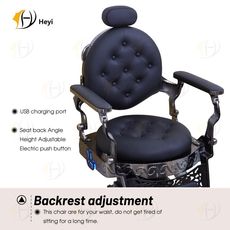 custom luxury classic salon professional heavy duty black electric portable barber shop chair for men