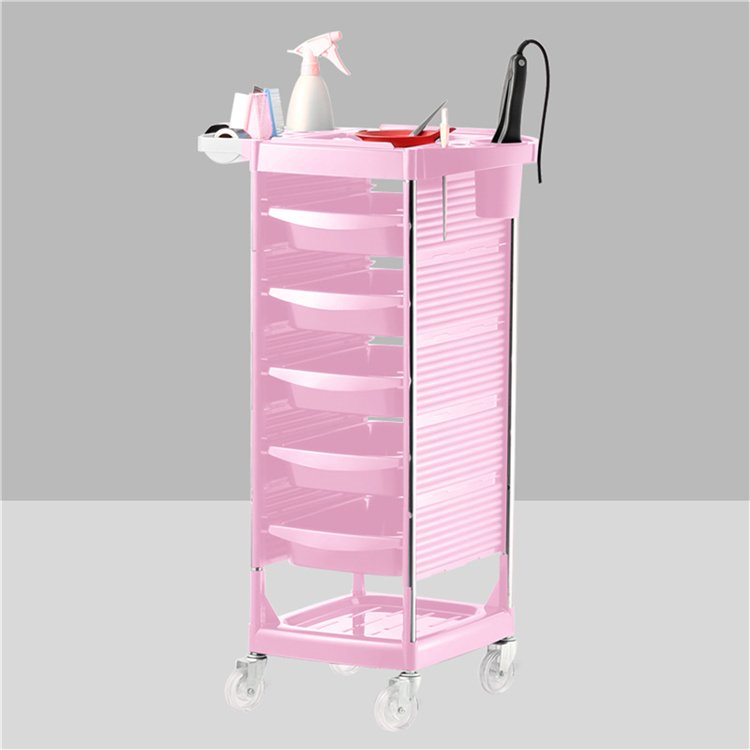 KISEN pink hairdressing beauty salon trolley spa tool with drawer