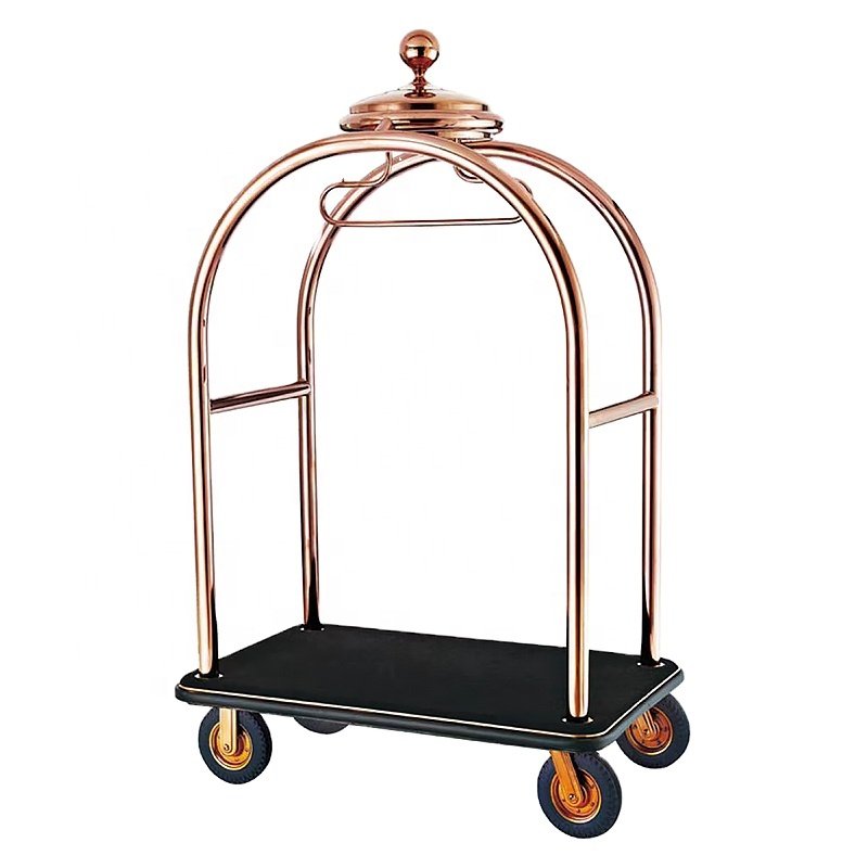 Hotel luggage bag trolley titanium stainless steel trolley concierge lobby wedding dress hanging silent wheel trolley