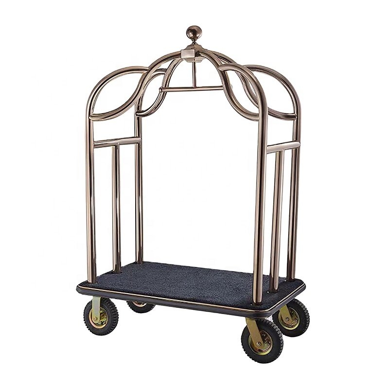 Hotel luggage bag trolley titanium stainless steel trolley concierge lobby wedding dress hanging silent wheel trolley