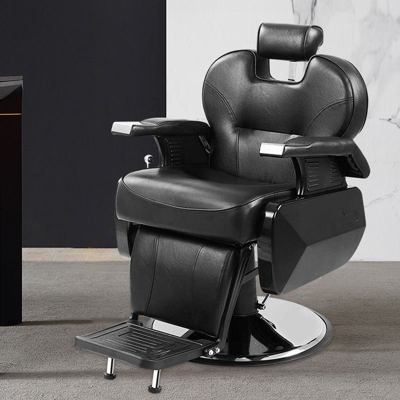 Luxury salon furniture antique heavy duty Swivel retro barber chair hydraulic pump black Hairdressing leather salon chair