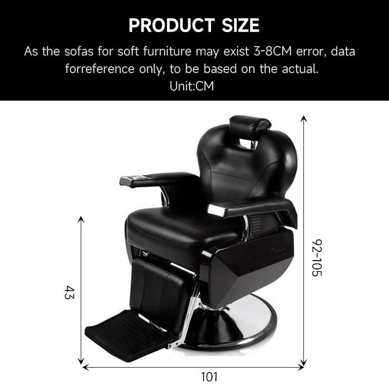Luxury salon furniture antique heavy duty Swivel retro barber chair hydraulic pump black Hairdressing leather salon chair