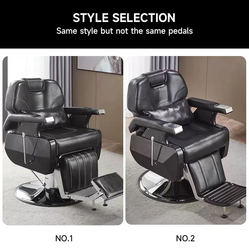 Luxury salon furniture antique heavy duty Swivel retro barber chair hydraulic pump black Hairdressing leather salon chair