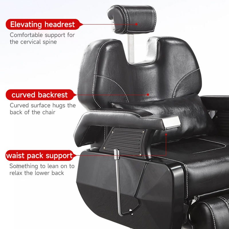 Luxury salon furniture antique heavy duty Swivel retro barber chair hydraulic pump black Hairdressing leather salon chair