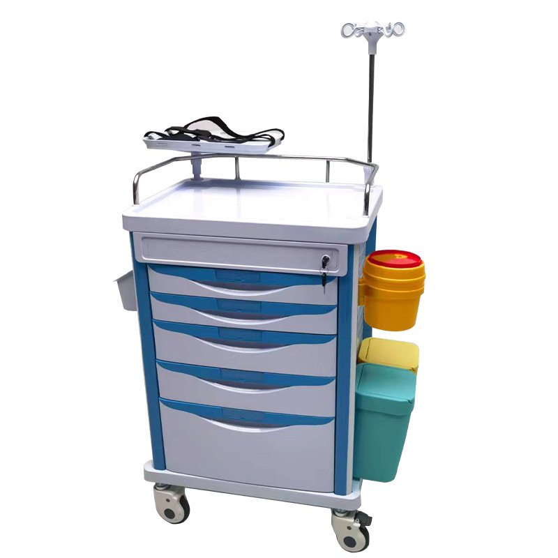 Hight quality Hospital Clinic Medical Emergency Multi-function Crash Cart ABS Medication Trolley