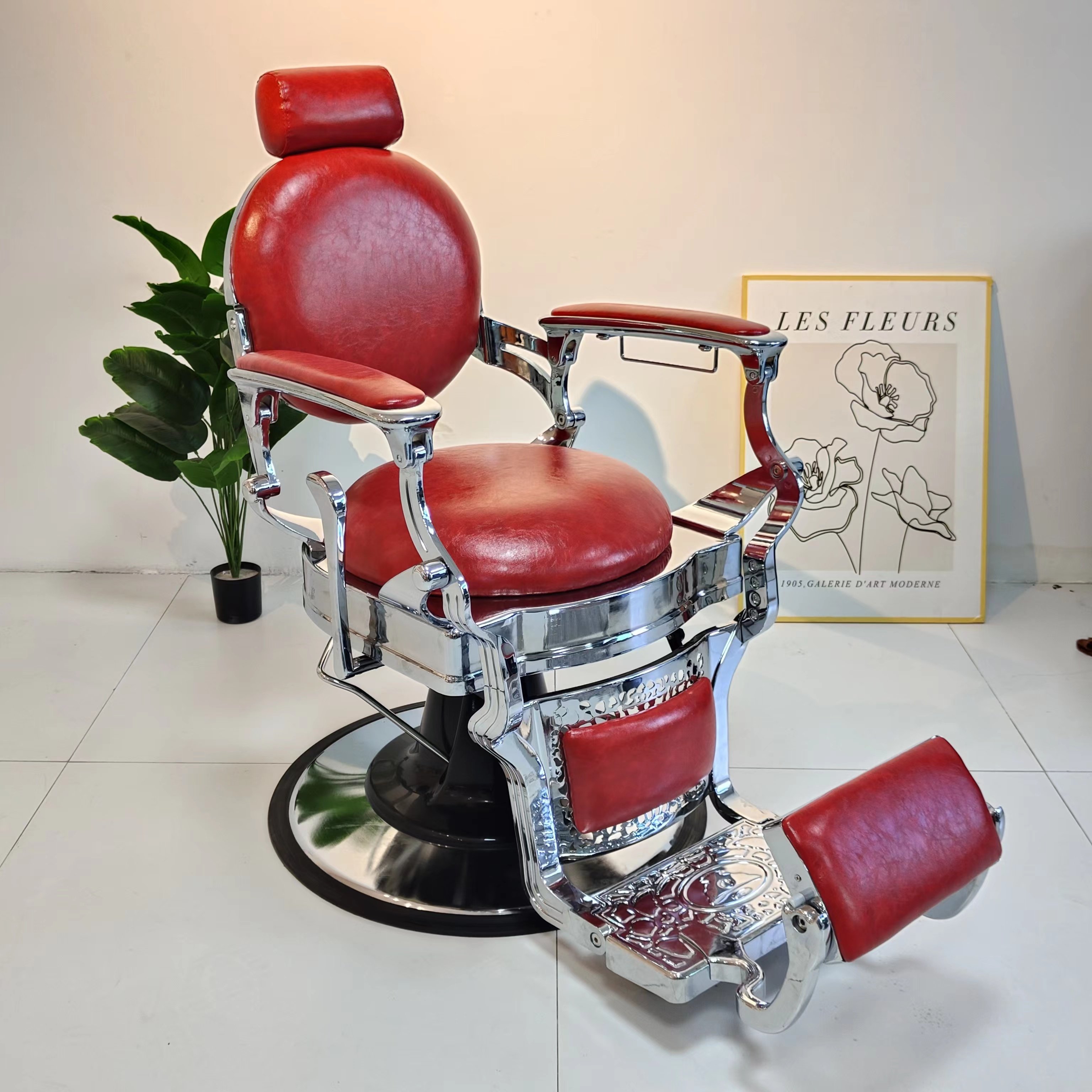 Retro Hair Cut Chair Professional Heavy Duty Men Reclining Salon chair Frame Istanbul Styling Barber Chairs