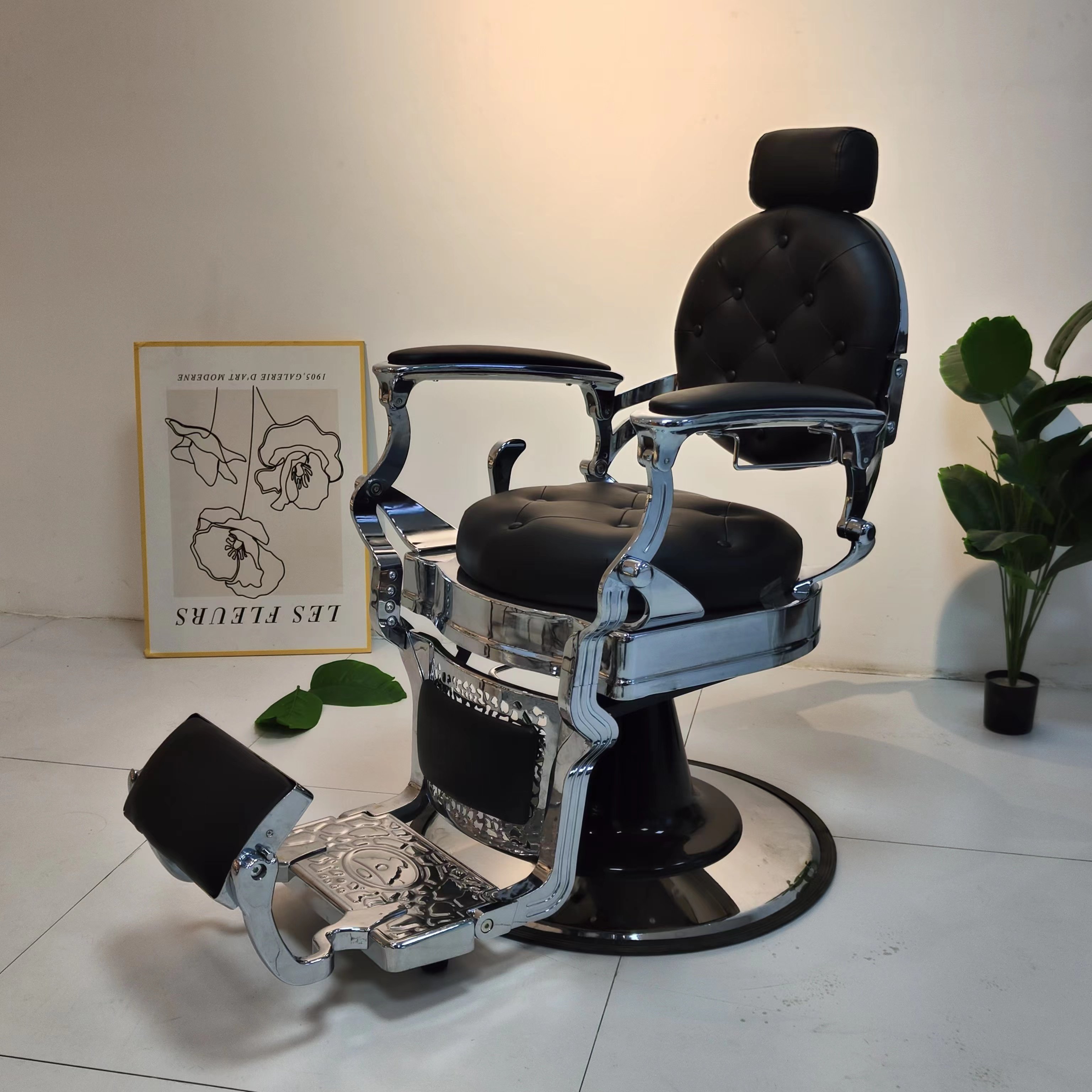 Retro Hair Cut Chair Professional Heavy Duty Men Reclining Salon chair Frame Istanbul Styling Barber Chairs