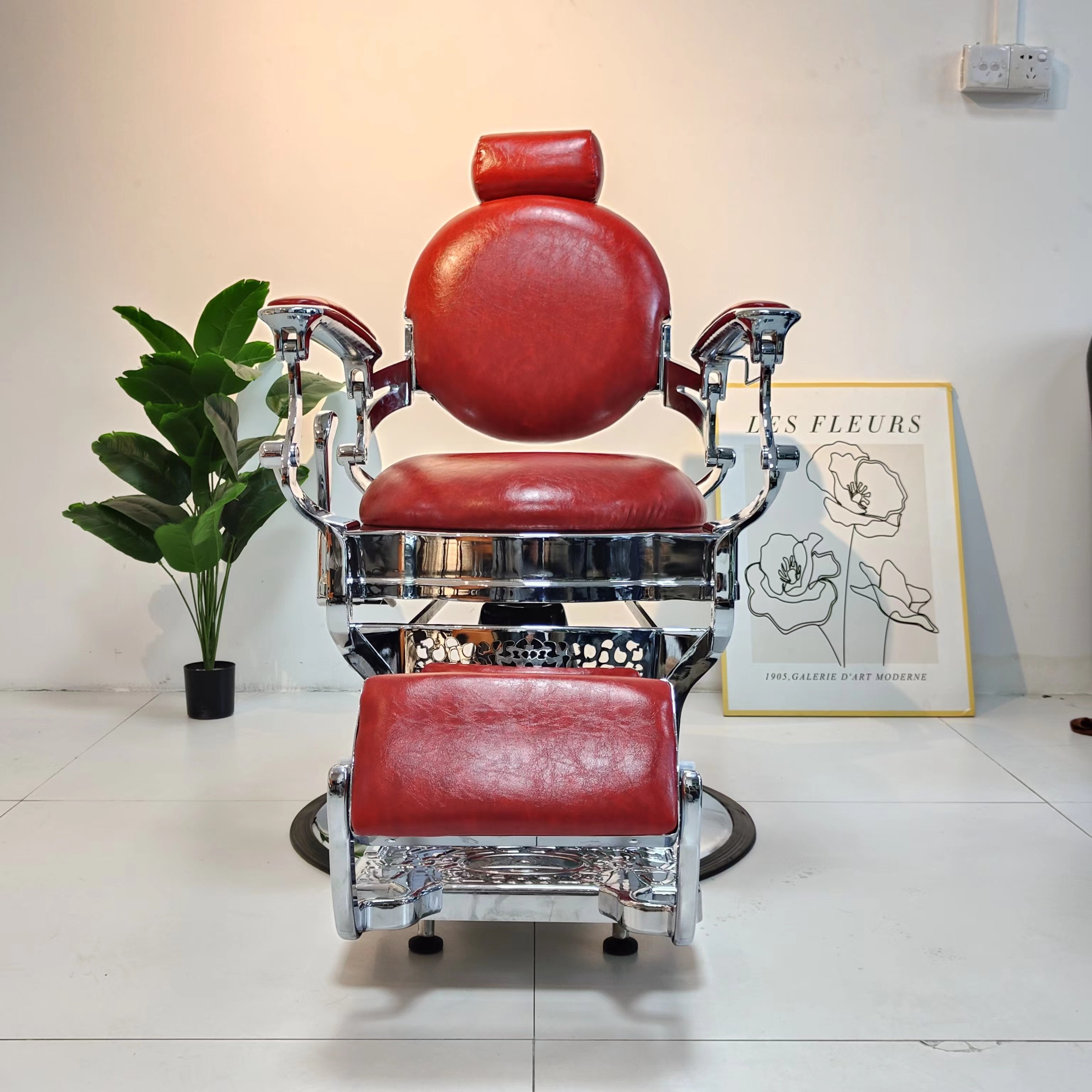 Retro Hair Cut Chair Professional Heavy Duty Men Reclining Salon chair Frame Istanbul Styling Barber Chairs