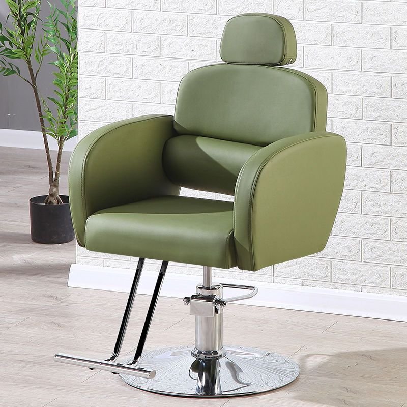 Wholesale Adjustable Swivel Modern Green Color Stainless Steels Haircut Saloon Chair Hair Salon Barber Chairs